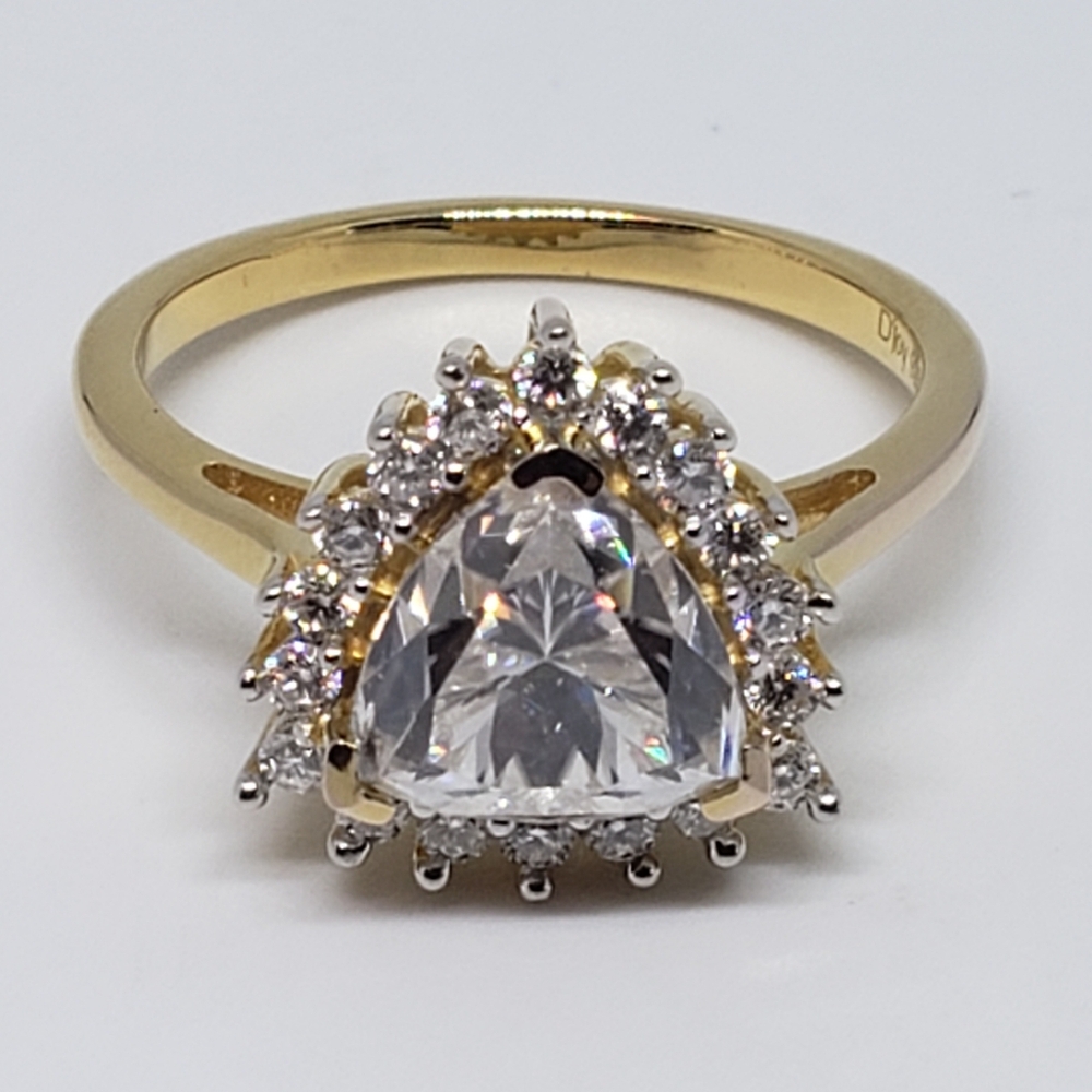 8mm Trillion Cut Moissanite w/ 2.25 ctw Halo Ring